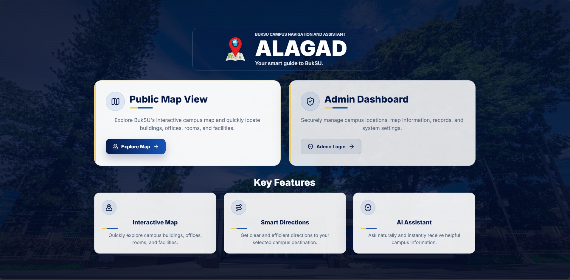 ALAGAD campus navigation and assistant preview